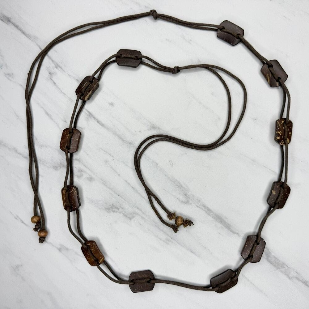 Womens Coconut Shell Beaded Tie Belt Boho Beach Small (S) ✨
